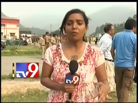 Rescued Indian pilgrims arrive at a relief camp in Gochar