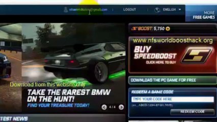 NFS World-New Hack Boost + 25.000 Boost + BMW Reddem Code