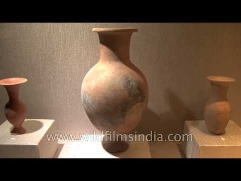 Old pottery antiques of different shapes on display at Rediscovering India 1961-2011