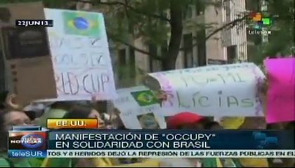Apoyan manifestantes en Nueva York las movilizaciones brasileñas
