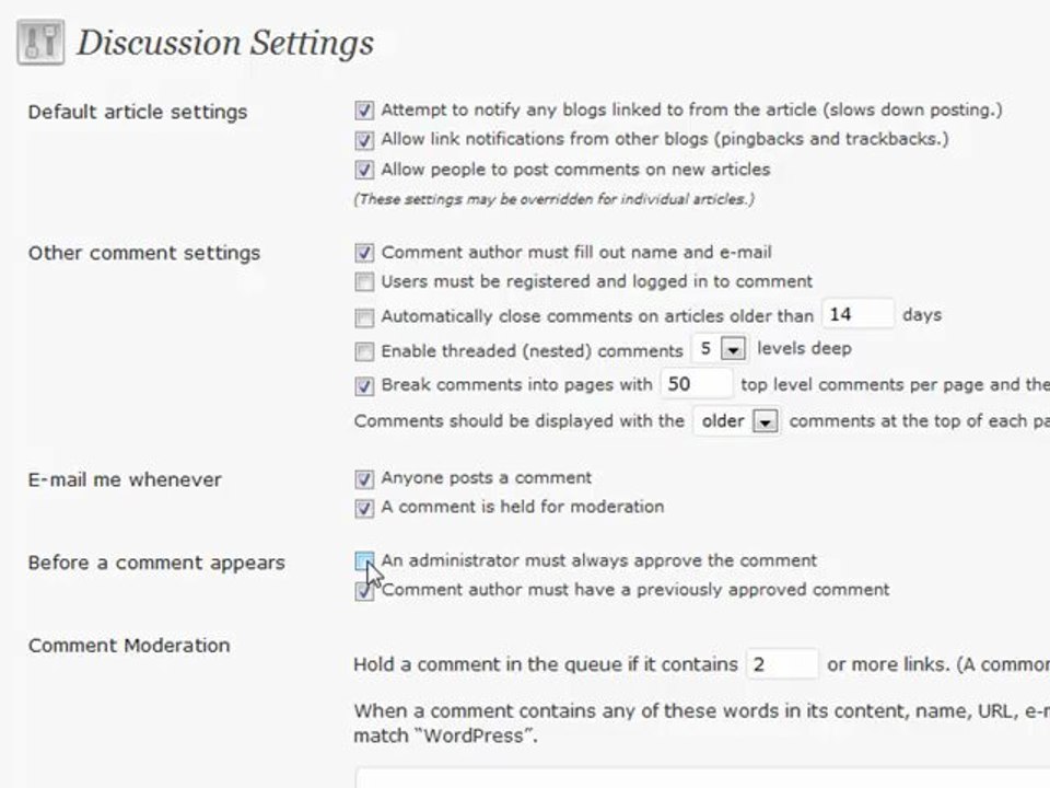 Learn About the Discussion Settings in Wordpress