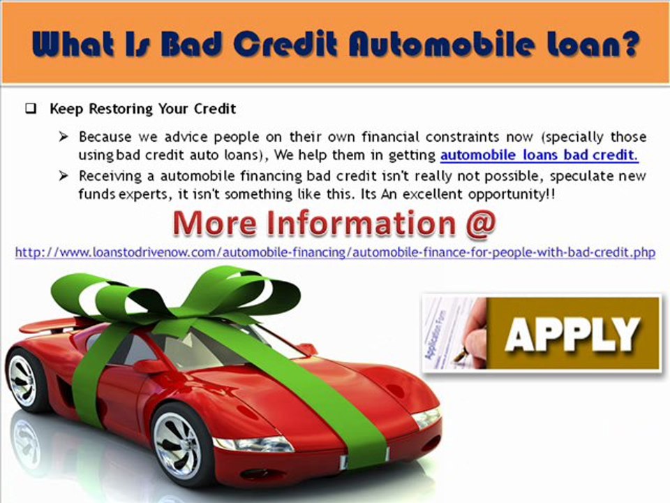 Get Preapproved For Bad Credit Automobile Financing