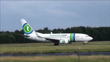 Atterrissage, parkage et décollage 737 Transavia à Angers
