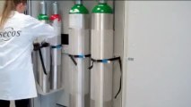 Gas cylinder cabinet - Lateral cylinder retainer