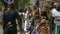 Dancing in the streets as Obama motorcade heads to President's palace in Senegal