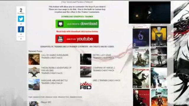 Deadpool pc trainer (cheats hacks) MEDIAFIRE