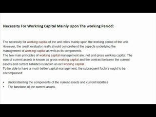 Working Capital Assessment – Long and Short Term