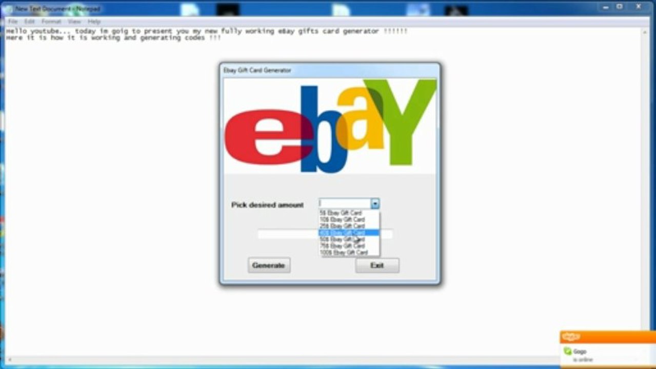 eBay Gift Cards Generator 2013 WORKING UPDATED
