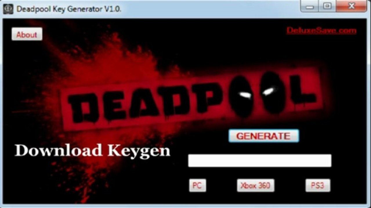 Deadpool Key Generator {PC, XBOX 360, PS3} KEYGEN V1.0.0. 2013 NEW