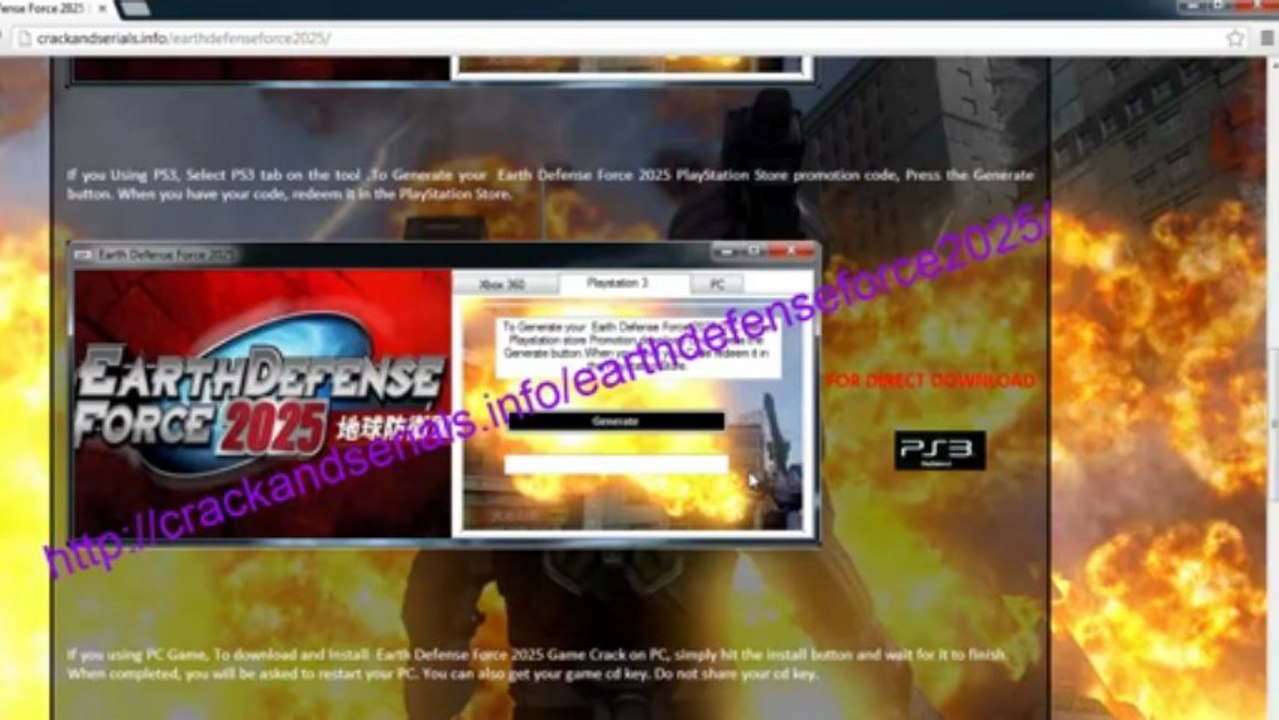 Earth Defense Force 2025 redeem code free PS3-xbox360