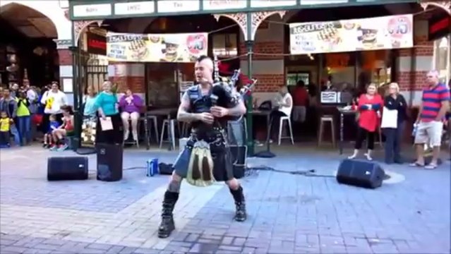 Flame-throwing Badpiper rocks out to Thunderstruck