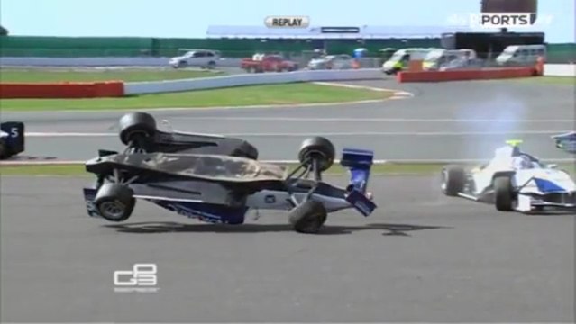 GP3 Silverstone 2013 Race 1 Massive crash Kujala Fumanelli