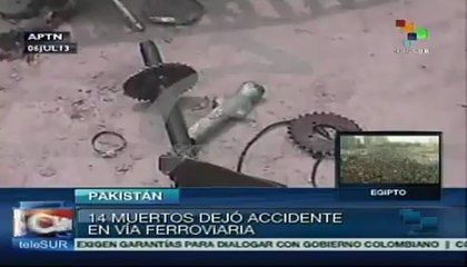 Accidente de trenes en Pakistán deja 14 muertos