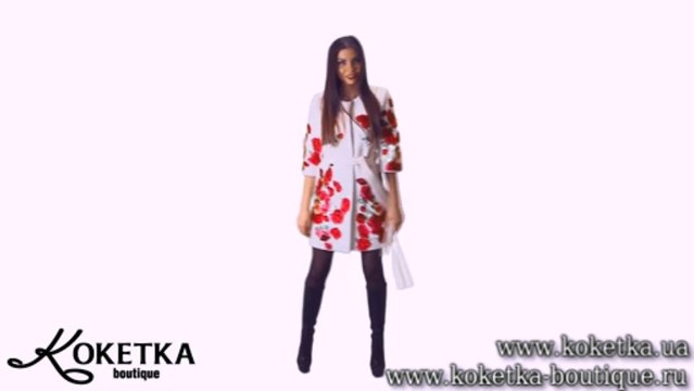 KOKETKA BOUTIQUE - Пальто белое с цветным принтом и укороченными рукавами