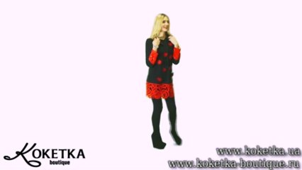 KOKETKA BOUTIQUE -Черное пальто с аппликацией и гипюром