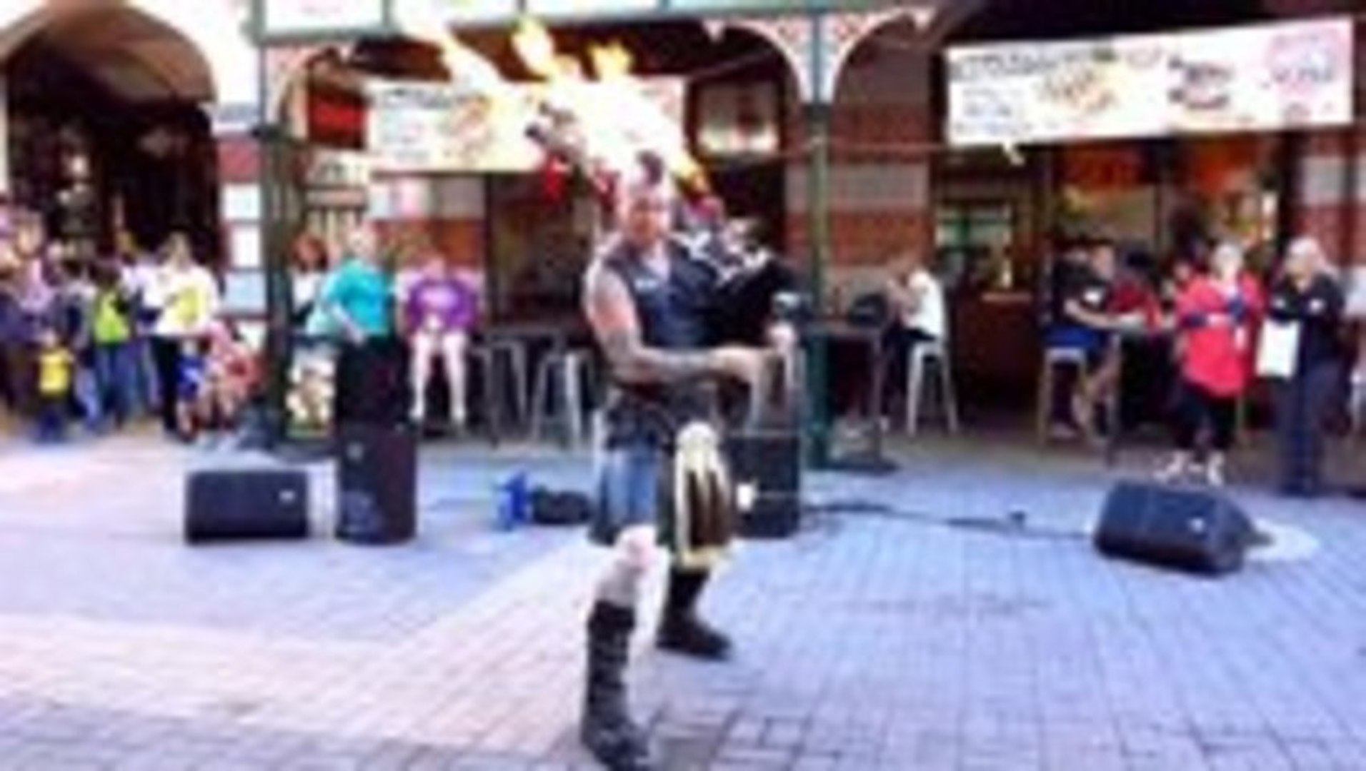 Bagpipe Thunderstruck with Flames