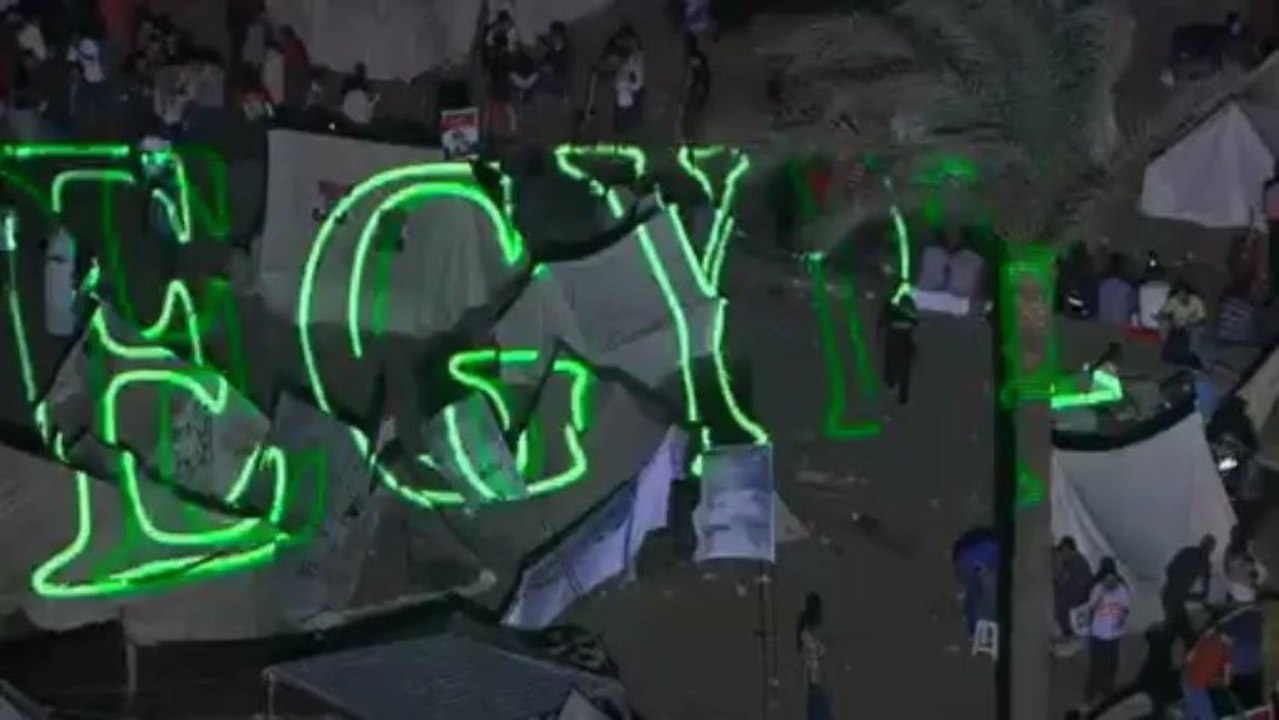 Laser light show in Tahrir Square, Cairo