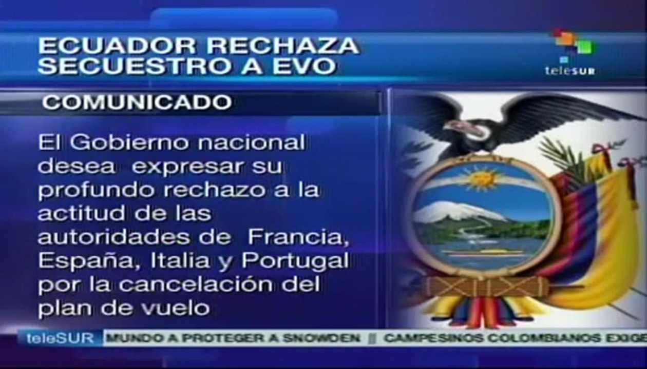 Ecuador rechaza actitud de países europeos contra Evo Morales