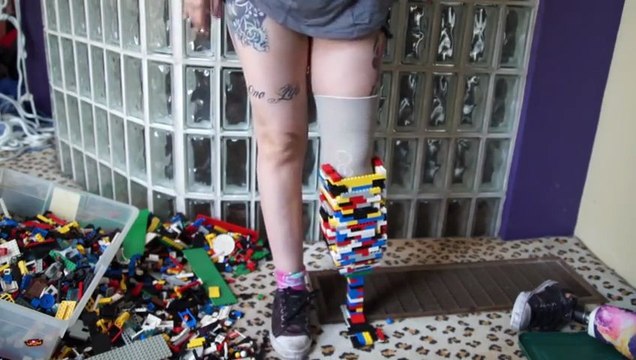 Amputee prosthetic leg made with Lego bricks
