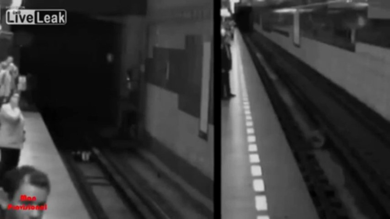 une femme saine et sauve après être passées sous un train amazing !!