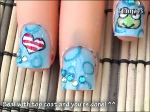 Sanrio#4: *Keroppi Nail Art Design Tutorial* Short Nails