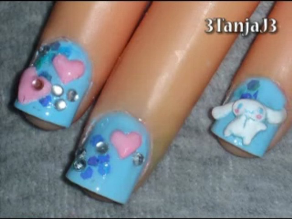 Sanrio #8; *Cinnamoroll - Short Nail Art Design* 3D Acrylic