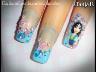 Disney *Mulan* 3D Acrylic Nail Art Design