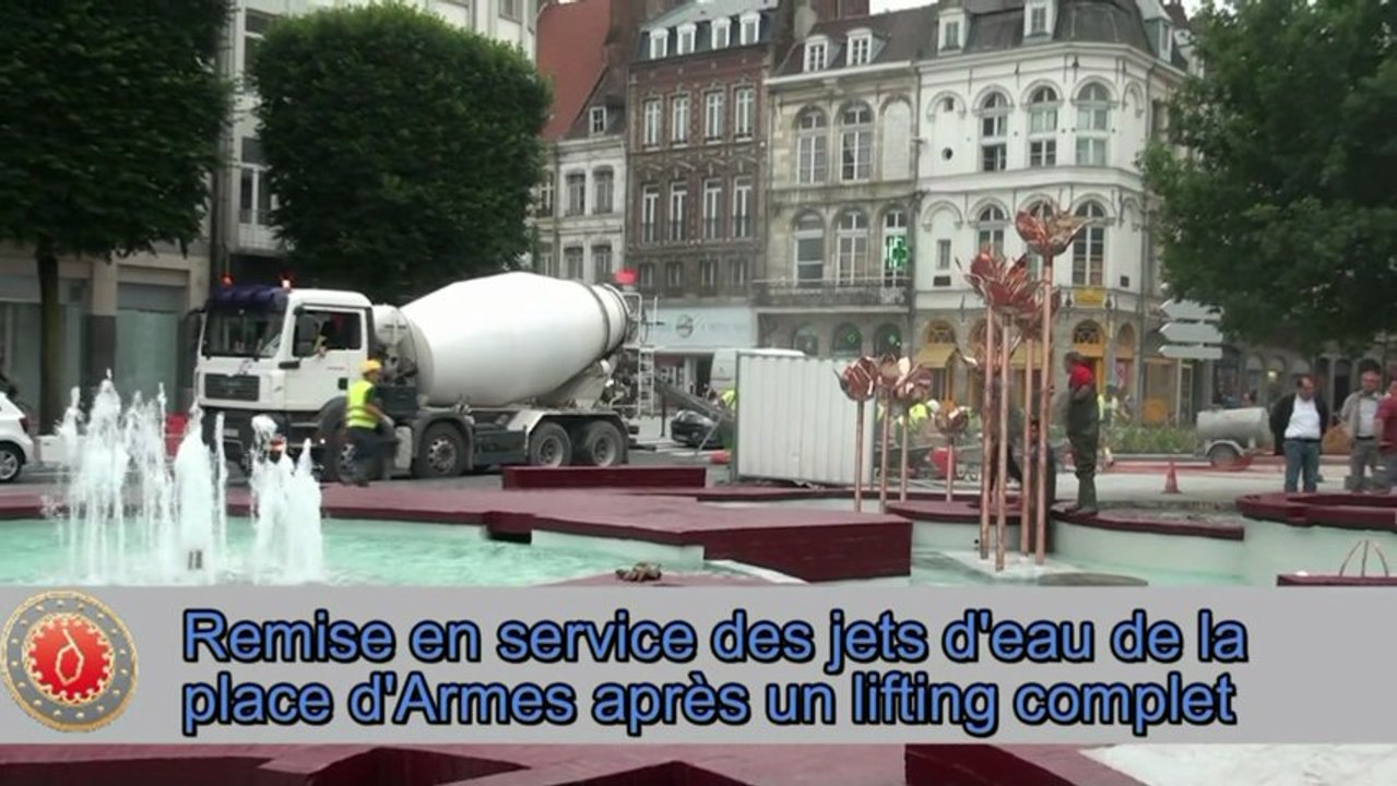 Douai - Remise en service des jets d'eau de la place d'Armes après un lifting complet