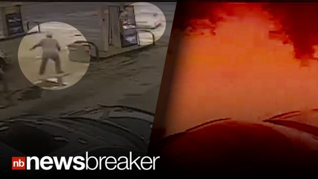 GAS STATION BLAST: Man Catches Fire After Car Plows Into Gas Pump