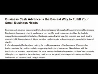 Business Cash Advance Is The Easiest Way To Fulfill Your Small Business Needs