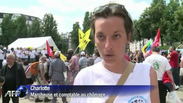 Arrivée à Paris de la marche des chômeurs invisibles