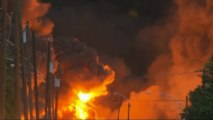 Train carrying petroleum derails, explodes in Canadian town