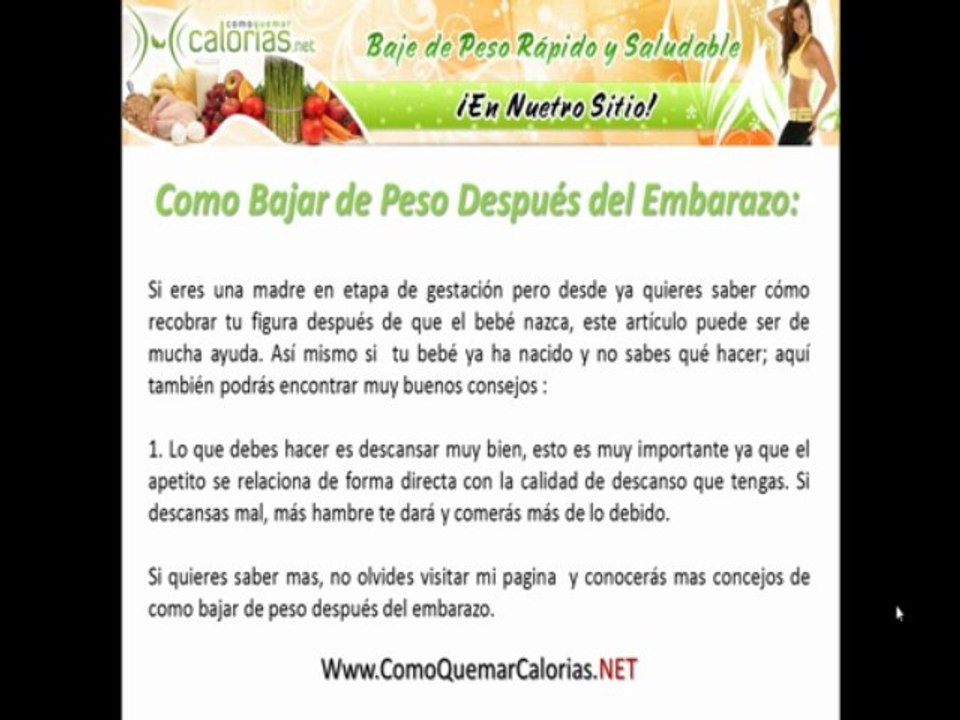 [Como Bajar de Peso Despues Del Embarazo]Como Bajar de Peso Despues Del Embarazo De Forma Natural