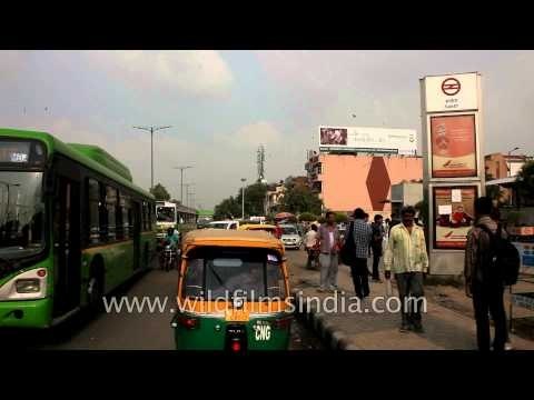 Traffic outside the Saket Metro Station