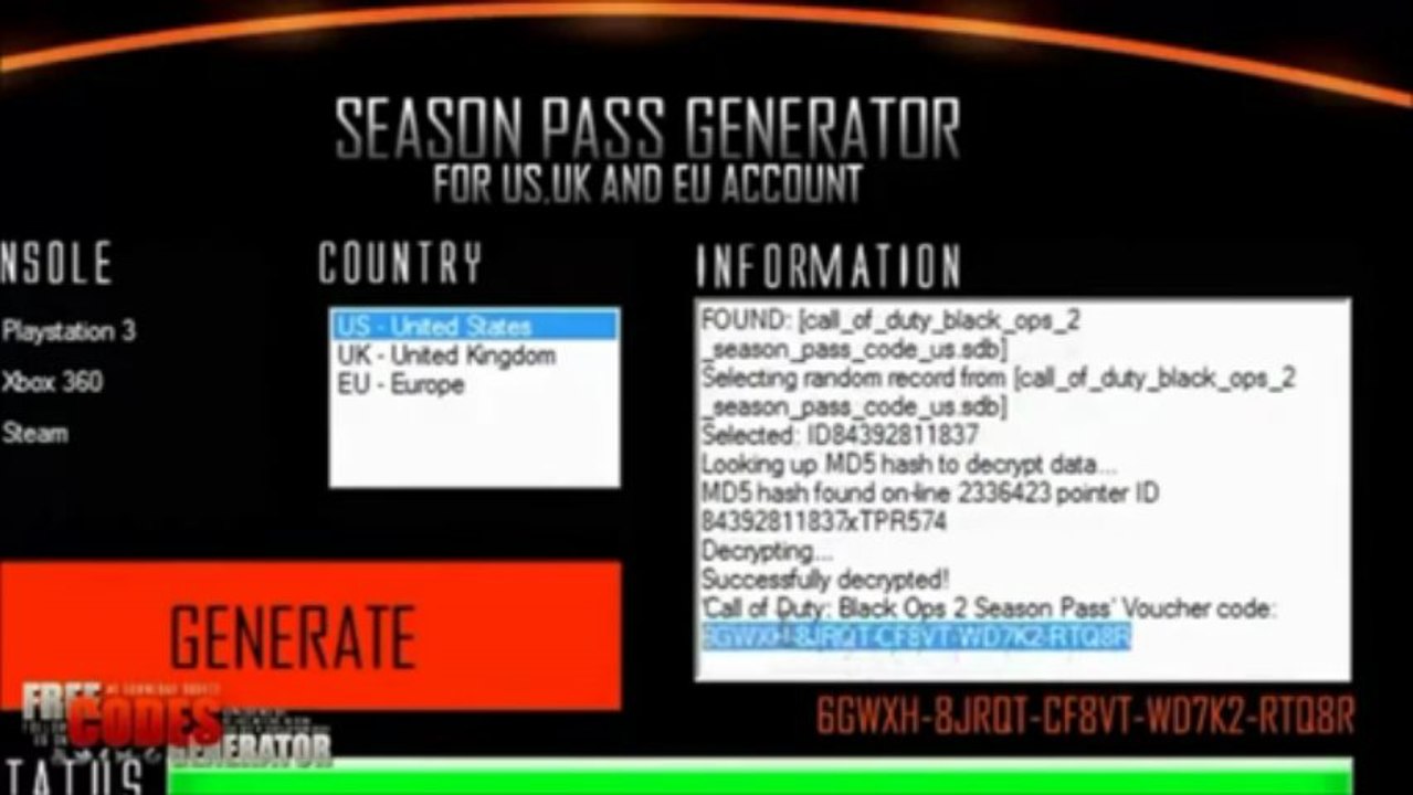 Free Black Ops 2 Season Pass Generator July 2013