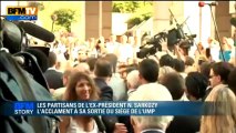 Nicolas Sarkozy acclamé à la sortie du siège de l'UMP - 08/07