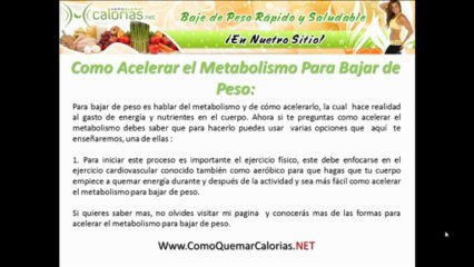 Como Acelerar el Metabolismo Para Bajar de Peso