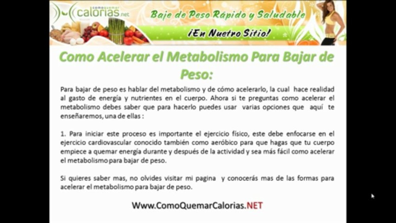 Como Acelerar el Metabolismo Para Bajar de Peso