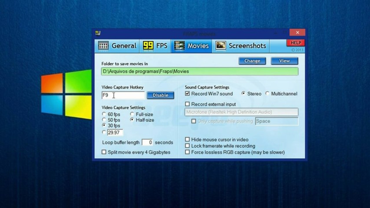 Tutorial Como Configurar o Fraps 2013