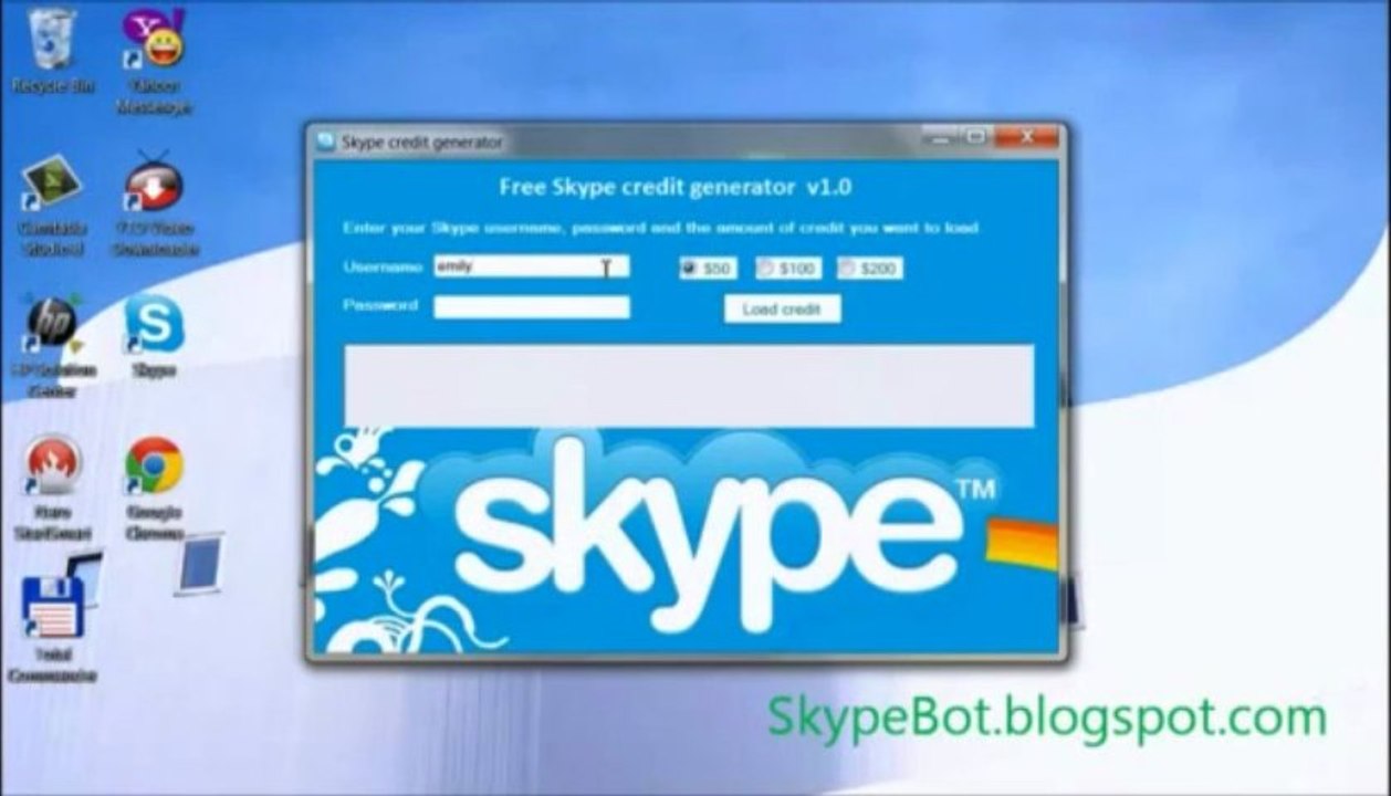 Skype Credit Generator 2013 No Survey No Password Free Download
