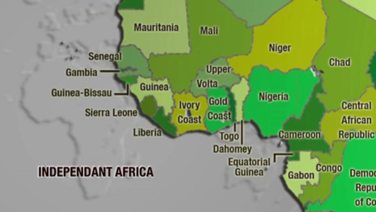 Animation de CARTE Afrique - colonies et décolonisation