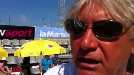 Marco Foyot  avant la demi-finale au micro de Christophe Monteil