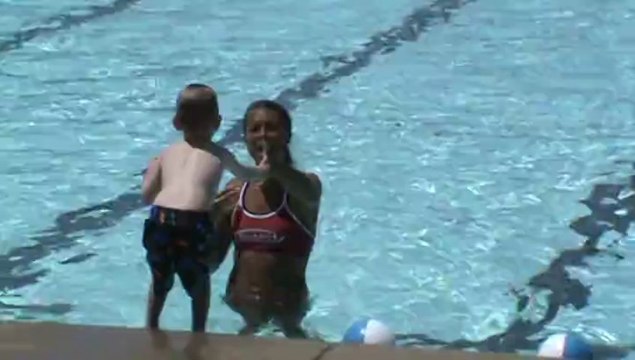 Swim lesson 7-11-13 Jumping into pool
