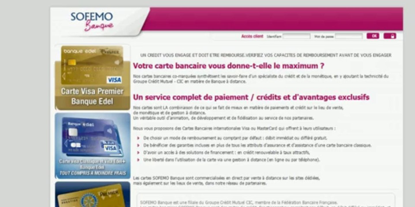 Sofemo banque Carte de crédit renouvelable www.sofemo-banque.fr