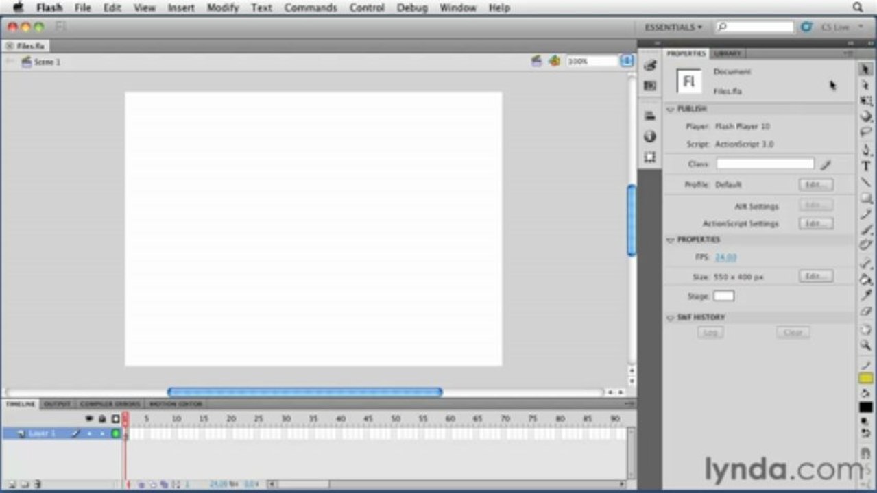 Becoming familiar with the Flash environment