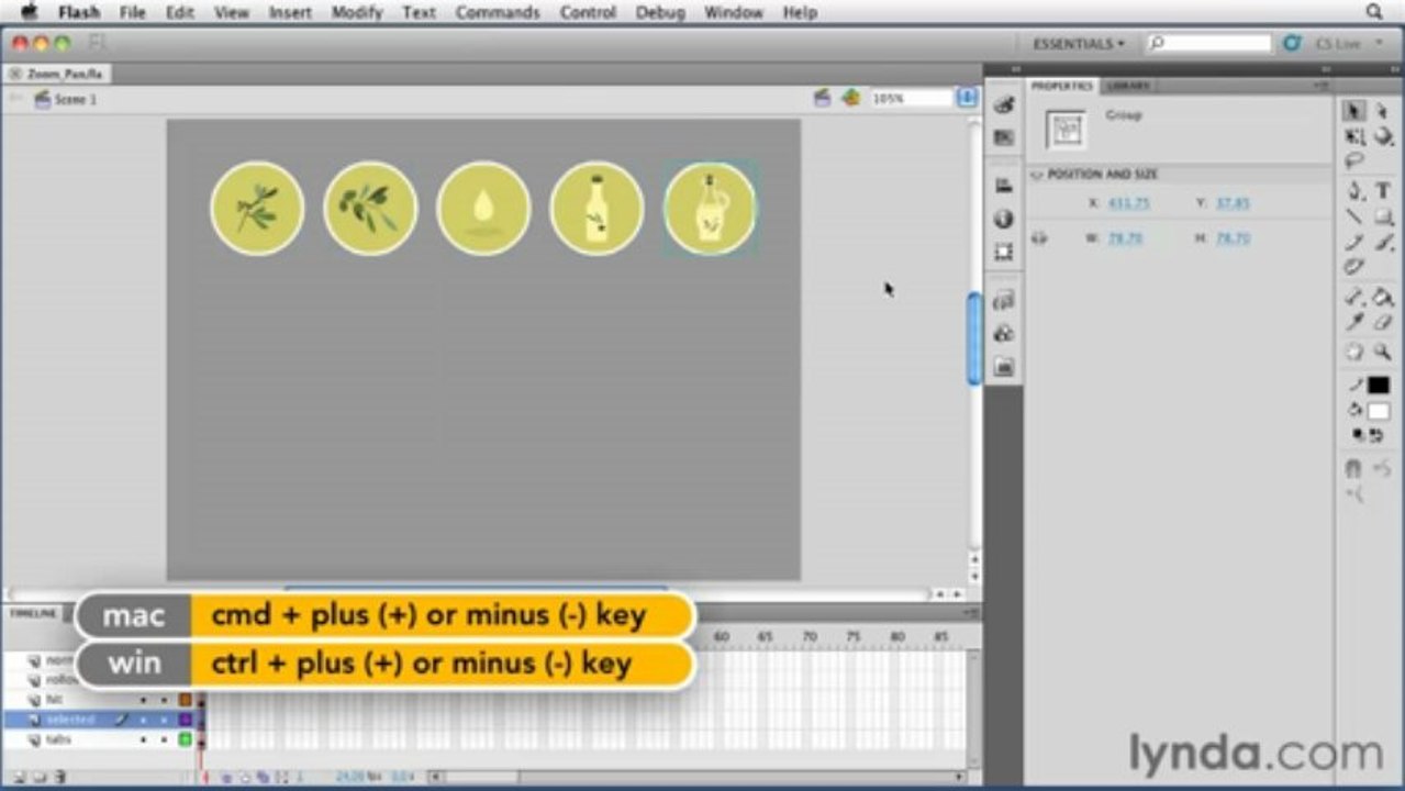 "adobe flash" Using the Zoom and Hand tools