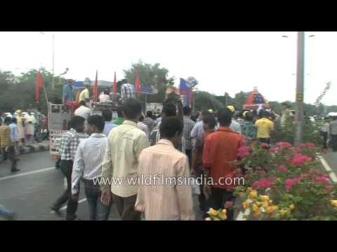 Devotees participate in the annual Rath Yatra Utsav of Lord Sree Jagannath: Delhi