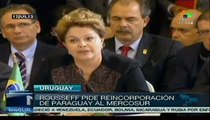 Rousseff pide reincorporación de Paraguay al Mercosur
