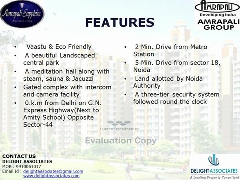 Amrapali Sapphire Sector-45 Noida - 2,3 BHK Apartment Booking @ 9910061017