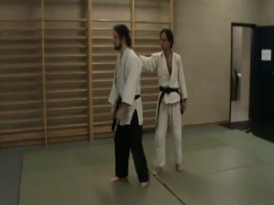 Ushiro eri dori kihon : uchi sabaki, ude kime osae